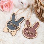 Étiquette de Panier en Forme de Lapin Décoration Personnalisée avec Nom Cadeau de Pâques pour Famille et Enfant