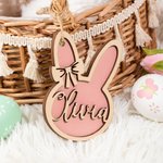 Étiquette de Panier en Forme de Lapin Décoration Personnalisée avec Nom Cadeau de Pâques pour Famille et Enfant