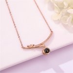Collier Personnalisé avec Projection de Photo et Je t'aime en 100 Langues Pendentif en Argent Inscruté de Zicron Cadeau pour Femme