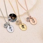 Collier de Projection Personnalisé avec Photo et Fleur de Naissance Je T'aime en 100 Langues Cadeau d'Anniversaire pour Femme