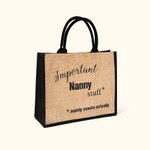 Personalised Jute Burlap Important Nana Large Capacity Tote Bag Shopping Bag Gift for Mom Grandma