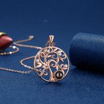 Personalized Family Tree Photo Projection Sterling Silver Necklace with I Love You in 100 Languages Mother's Day Gift for Woman
