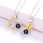 Personalised I Love You in 100 Languages Little Prince and Fox Projection Necklace