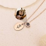 Collier de Projection Personnalisé avec Photo et Fleur de Naissance Je T'aime en 100 Langues Cadeau d'Anniversaire pour Femme