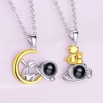 Personalised I Love You in 100 Languages Little Prince and Fox Projection Necklace