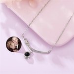 Collier Personnalisé avec Projection de Photo et Je t'aime en 100 Langues Pendentif en Argent Inscruté de Zicron Cadeau pour Femme