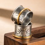 Personalised Wide Band Meditation Spinner Fidget Ring Still I Rise Sun Ring