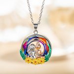 Collier Anneau Tournesol Personnalisé avec Message Gravé Cadeau Fraternité Amitié pour Sœur Amie