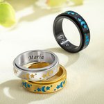 Personalised Moon and Star Anxiety Ring Stress Relief Gifts for Men and Women
