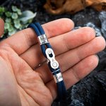 Gepersonaliseerde fietsketting kraal armband met gegraveerde familienaam verjaardag vaderdag cadeau voor man