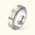 Personalised Moon and Star Anxiety Ring Stress Relief Gifts for Men and Women