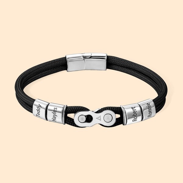 Bracelet Style Chaîne Vélo Personnalisé avec Nom Gravé Cadeau Anniversaire Fête des Pères pour Homme
