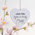 Cadeau d'anniversaire personnalisé en céramique avec un coeur et un sac pour la meilleure amie