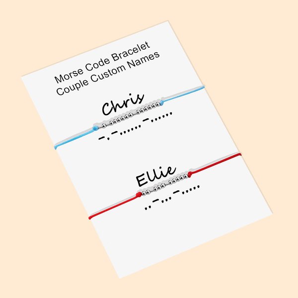 Personalized Pair of Couple Name Morse Code Bracelets Long Distance Relationship Bracelets