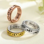 Personalised Moon and Star Anxiety Ring Stress Relief Gifts for Men and Women