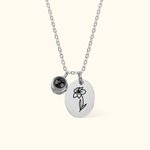 Collier de Projection Personnalisé avec Photo et Fleur de Naissance Je T'aime en 100 Langues Cadeau d'Anniversaire pour Femme