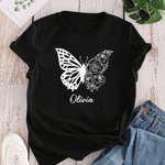 Personalised Half Butterfly Half Birth Flower Shirt