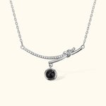 Collier Personnalisé avec Projection de Photo et Je t'aime en 100 Langues Pendentif en Argent Inscruté de Zicron Cadeau pour Femme