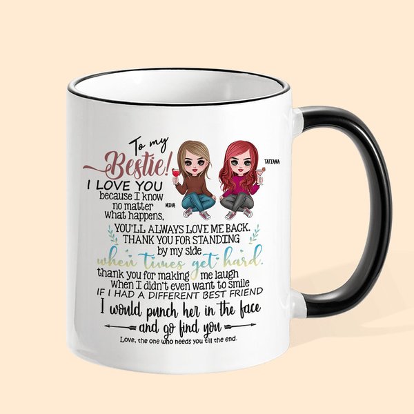 Gepersonaliseerde To My Bestie Mok met Naam Verjaardagscadeau voor Vriendin Zus