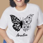Personalised Half Butterfly Half Birth Flower Shirt