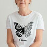 Personalised Half Butterfly Half Birth Flower Shirt