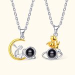 Personalised I Love You in 100 Languages Little Prince and Fox Projection Necklace