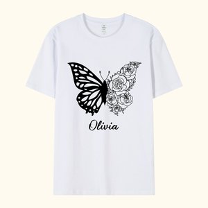 Gepersonaliseerd Half Vlinder Half Geboortebloem Shirt