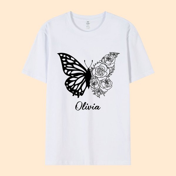 Personalised Half Butterfly Half Birth Flower Shirt