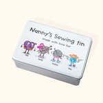 Personalized Sewing Kit Storage Tin with Sewing Cartoon Character