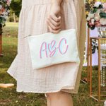 Sac de maquillage bicolore personnalisé pour mariage, douche de mariée, cadeau de mariage.