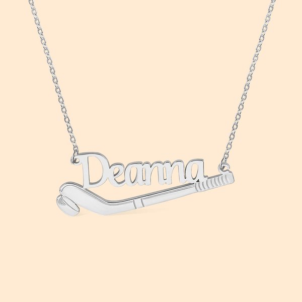 Personalized Ice Hockey Name Necklace for Hockey Lover Hockey Moms Coaches Gift