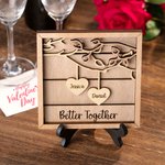 Personalised Home Decor with Wooden Holder and Couple Names