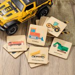 Personalisierte hölzerne Montessori Construction Truck Matching Karten 16 Pcs Memory-Spiel für Kleinkinder