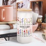 Personalized Names Birth Flowers Can Tumbler Glass with Bamboo Lids 20oz