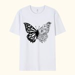 Personalized Half Butterfly Half Birth Flower Shirt Gift for Mom or Grandma