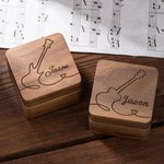Personalised Wooden Guitar Bass Pick and Magnetic Storage Case with Engraved Text Music Accessories Birthday Gift for Guitar Player