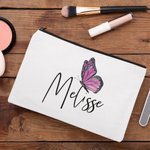Personalised Butterfly Cosmetic Makeup Bag with Name for Mother Grandmother Gift