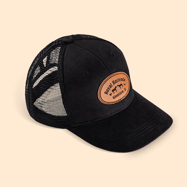 Personalised Farmer Hat with Engraved Leather Patch of Farm Animal