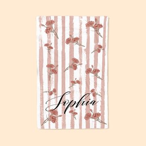 Serviette de plage personnalisée Fleur de naissance vintage