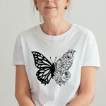 Personalized Half Butterfly Half Birth Flower Shirt Gift for Mom or Grandma