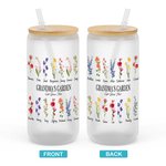 Personalized Names Birth Flowers Can Tumbler Glass with Bamboo Lids 20oz