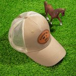 Personalized Farmer Hat with Engraved Leather Patch of Farm Animal