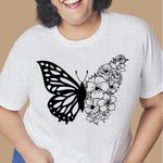 Personalized Half Butterfly Half Birth Flower Shirt Gift for Mom or Grandma