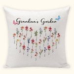 Personalized Birth Flower Cushion Throw Pillow Cover for Grandma Mother Family Gift