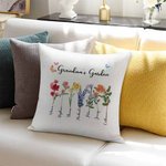 Personalized Birth Flower Cushion Throw Pillow Cover for Grandma Mother Family Gift
