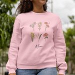 T-shirt ou Sweatshirt Personnalisé avec Fleur de Naissance Cadeau Fête Anniversaire pour Mamie Maman