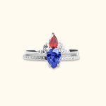 Personalized Birthstone Set of Two Rings Drop Stone Family Rings