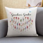 Personalized Birth Flower Cushion Throw Pillow Cover for Grandma Mother Family Gift