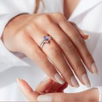 Personalized Birthstone Set of Two Rings Drop Stone Family Rings
