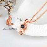 Collier Projection Personnalisé avec Photo Collier Commémoratif en 100 Langues Cadeau de d'Anniversaire pour Amoureux des Chats